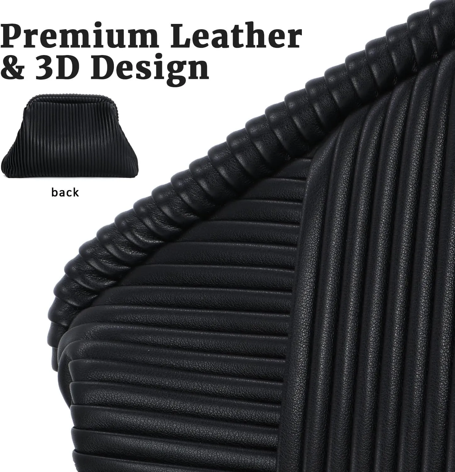 Oweisong Striped Clutch Purse for Women Ruched Leather Evening Bag Small Handbag Purse Cloud Dumpling Bag with Chain
