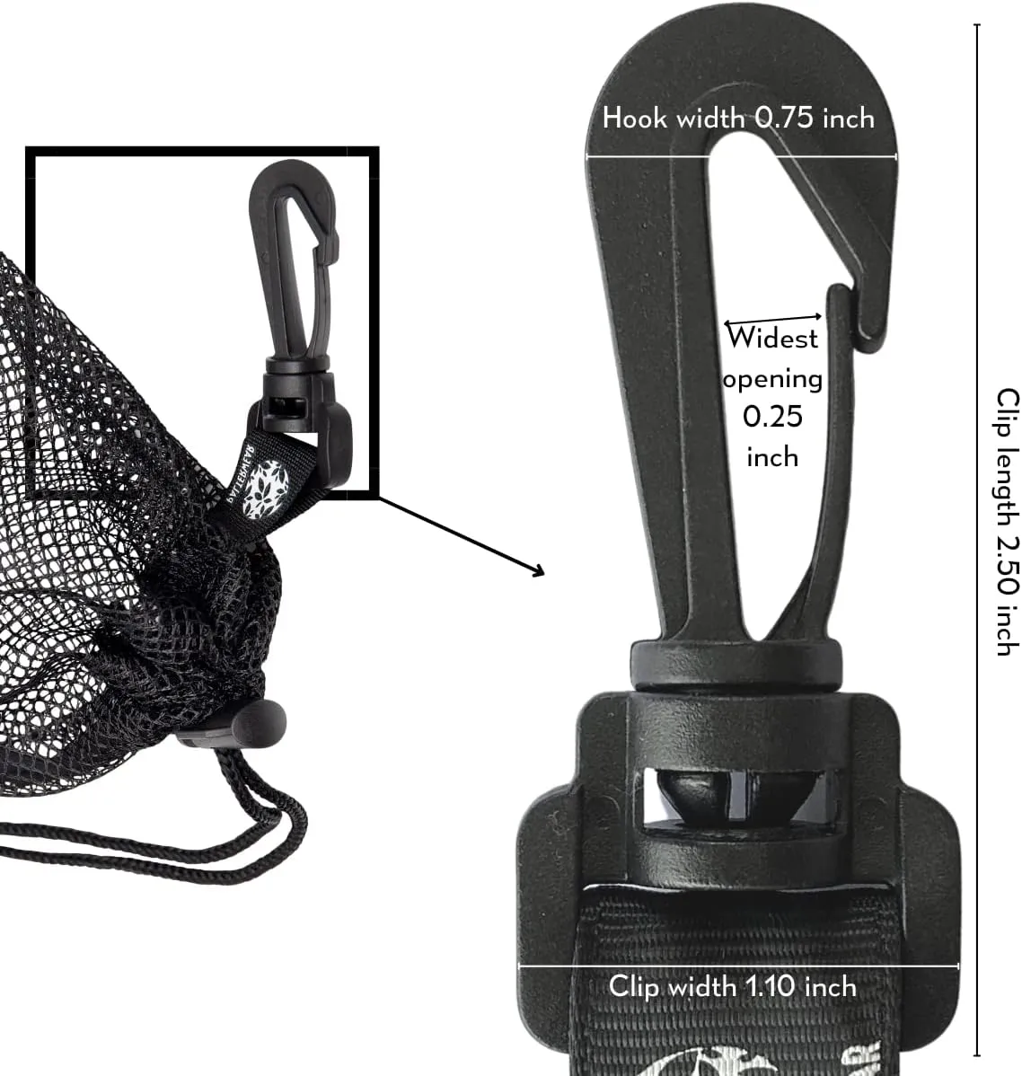 PALTERWEAR Mesh Drawstring Bag With Clip and Toggle Closure - For Camping, Outdoor, Shoes - Multi-Use Set of 4 (Black, 12 x 16 inch)