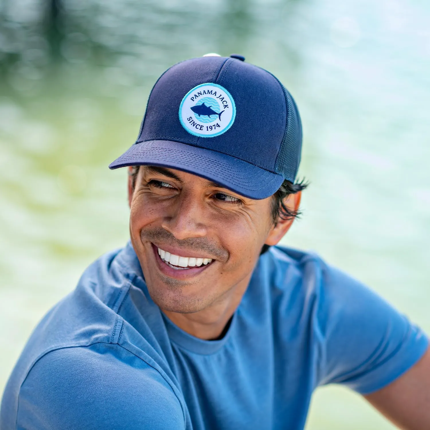 Panama Jack Saltwater Fish Men's Baseball Cap - Mesh Back, Lightweight, 3" Wide Bill Brim, Snap Back
