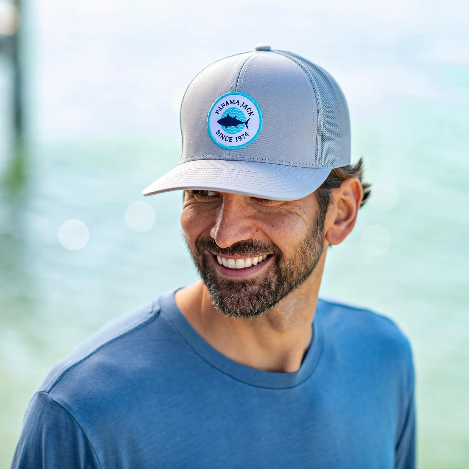 Panama Jack Saltwater Fish Men's Baseball Cap - Mesh Back, Lightweight, 3" Wide Bill Brim, Snap Back