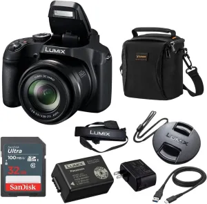Panasonic LUMIX FZ80D 18.1MP Point & Shoot Digital Camera Bundle with Slinger Alpine 140 Multi-Device Shoulder Bag, SanDisk Ultra 32GB UHS-I SDHC Memory Card
