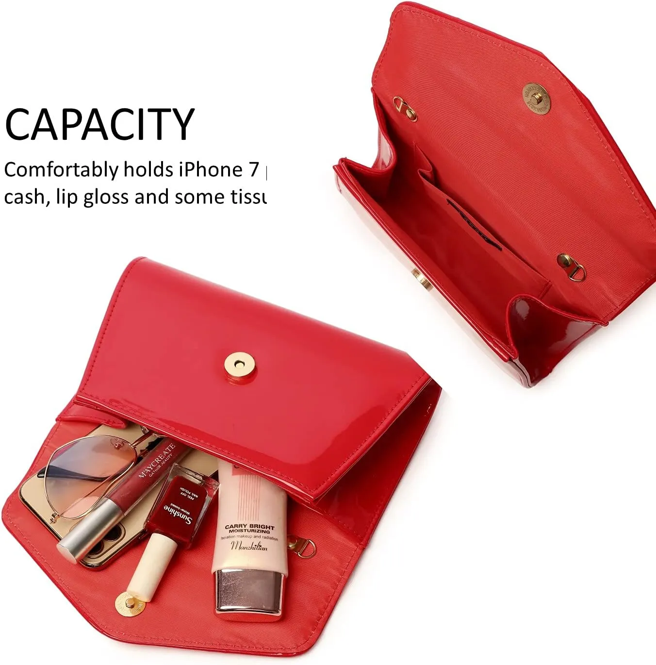 Patent Leather Envelope Clutch Womens Evening Handbag Stylish Crossbody Shoulder Bag Purse for Christmas Wedding Party Prom