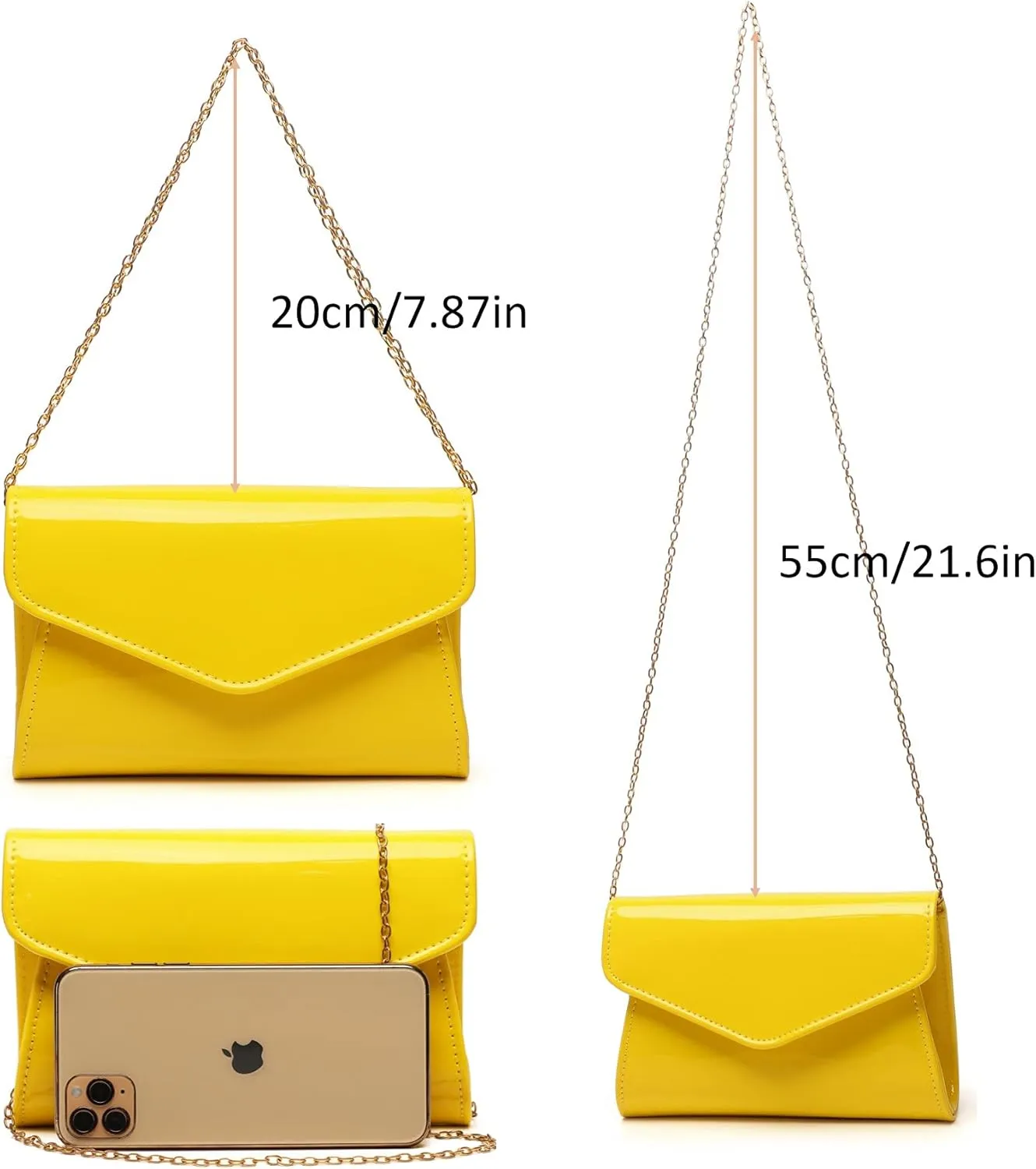 Patent Leather Envelope Clutch Womens Evening Handbag Stylish Crossbody Shoulder Bag Purse for Christmas Wedding Party Prom