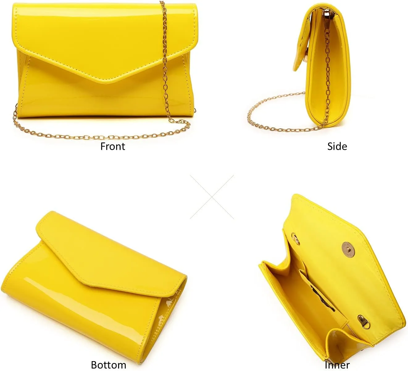 Patent Leather Envelope Clutch Womens Evening Handbag Stylish Crossbody Shoulder Bag Purse for Christmas Wedding Party Prom