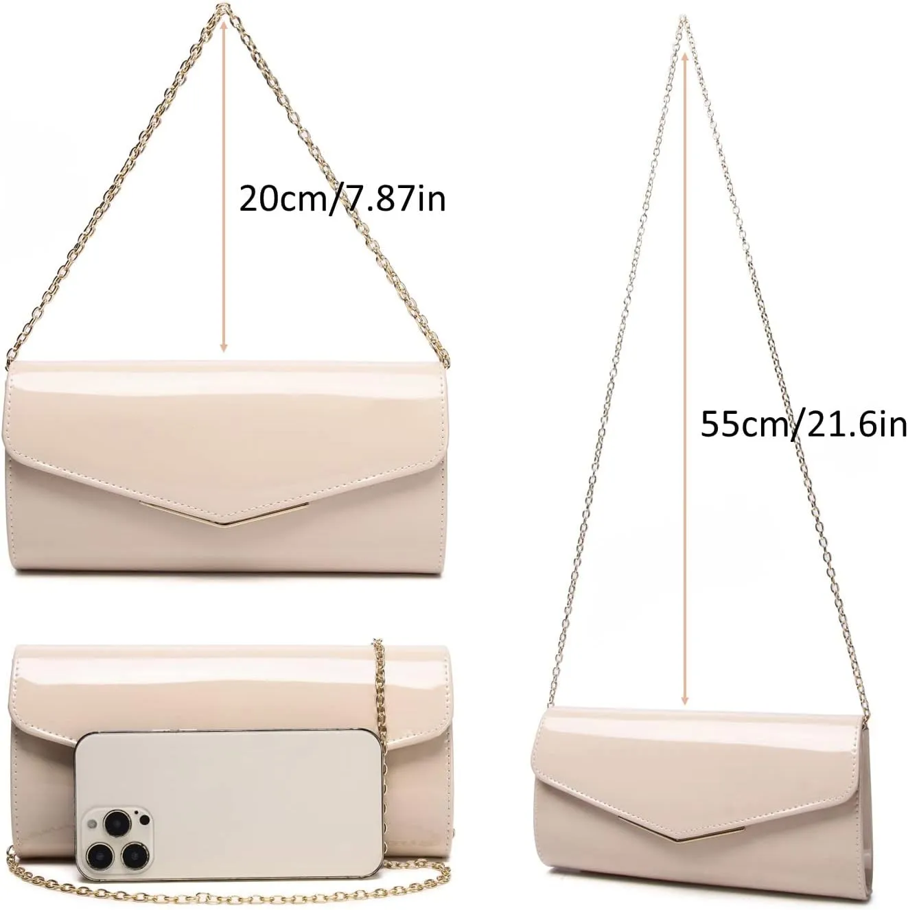 Patent Leather Envelope Clutch Womens Evening Handbag Stylish Crossbody Shoulder Bag Purse for Christmas Wedding Party Prom