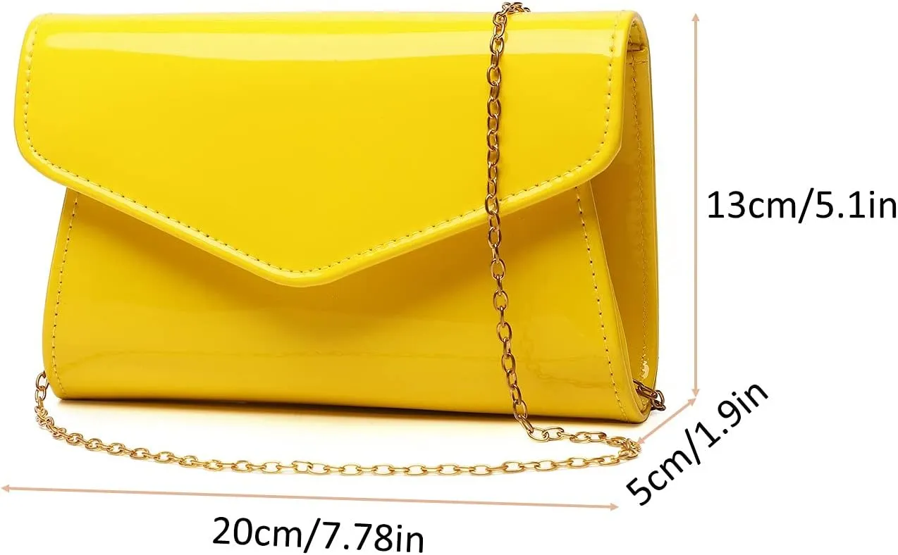 Patent Leather Envelope Clutch Womens Evening Handbag Stylish Crossbody Shoulder Bag Purse for Christmas Wedding Party Prom