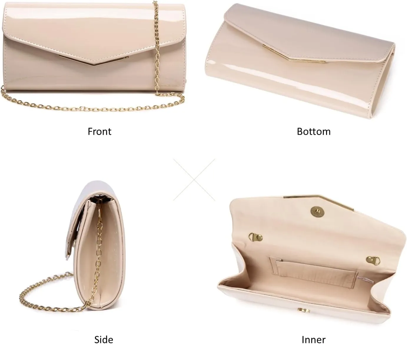 Patent Leather Envelope Clutch Womens Evening Handbag Stylish Crossbody Shoulder Bag Purse for Christmas Wedding Party Prom