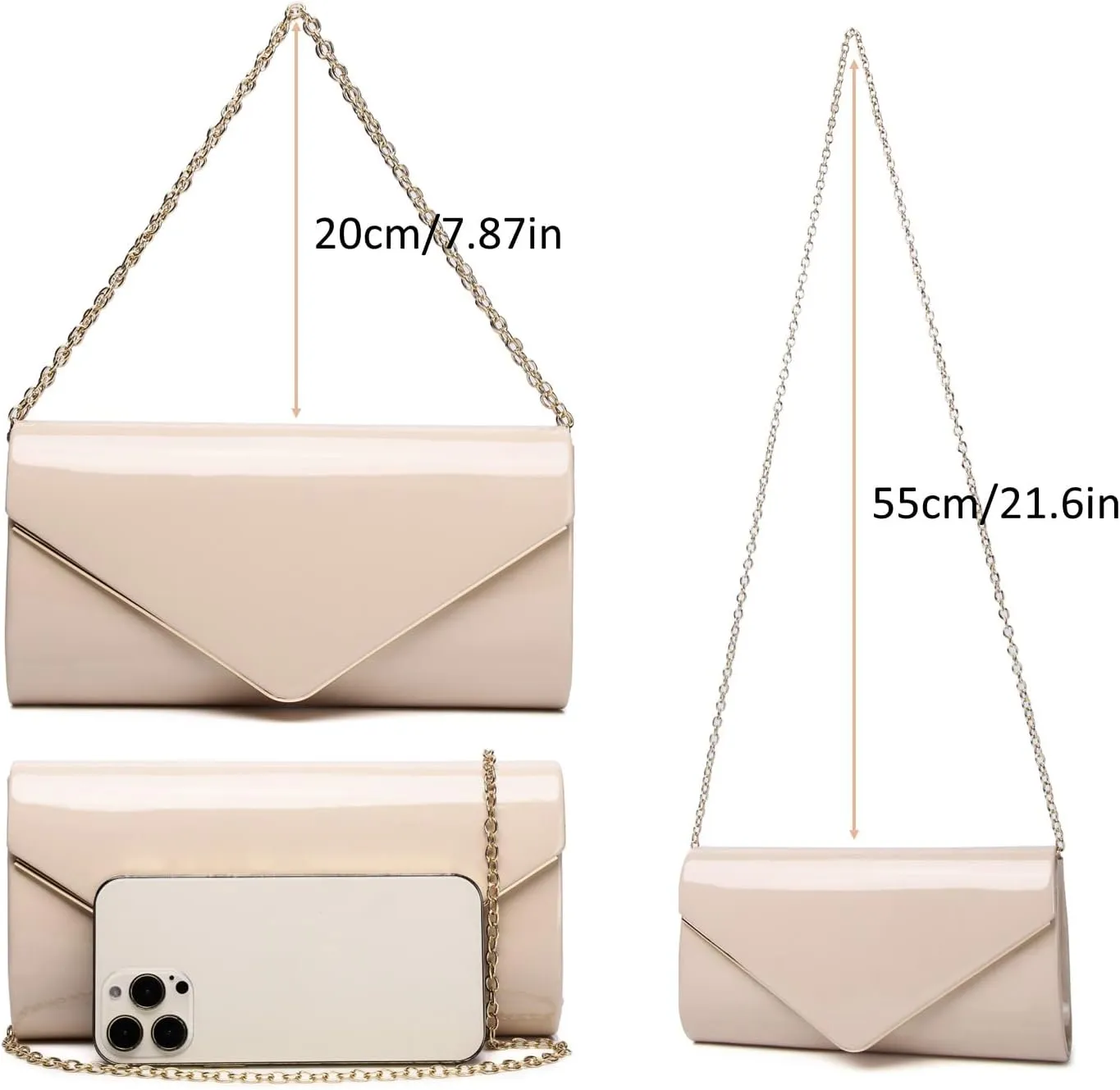 Patent Leather Envelope Clutch Womens Evening Handbag Stylish Shoulder Bag Purse for Christmas Wedding Party Prom