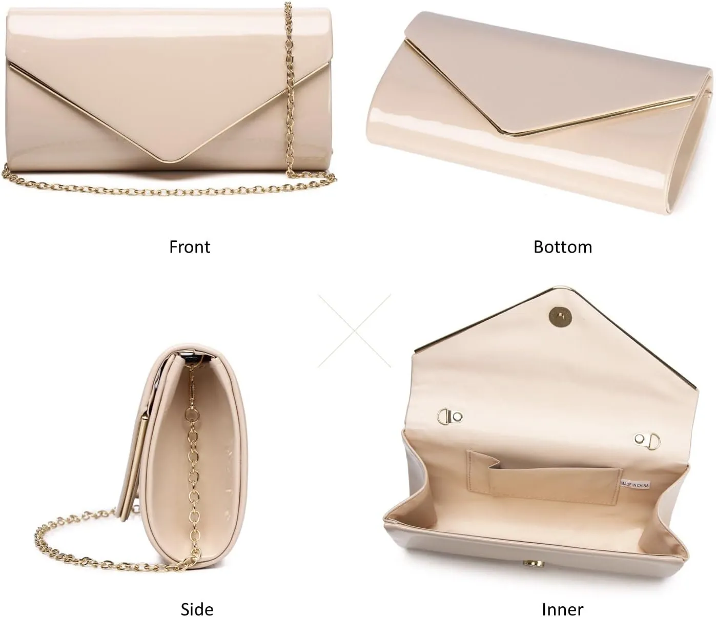 Patent Leather Envelope Clutch Womens Evening Handbag Stylish Shoulder Bag Purse for Christmas Wedding Party Prom