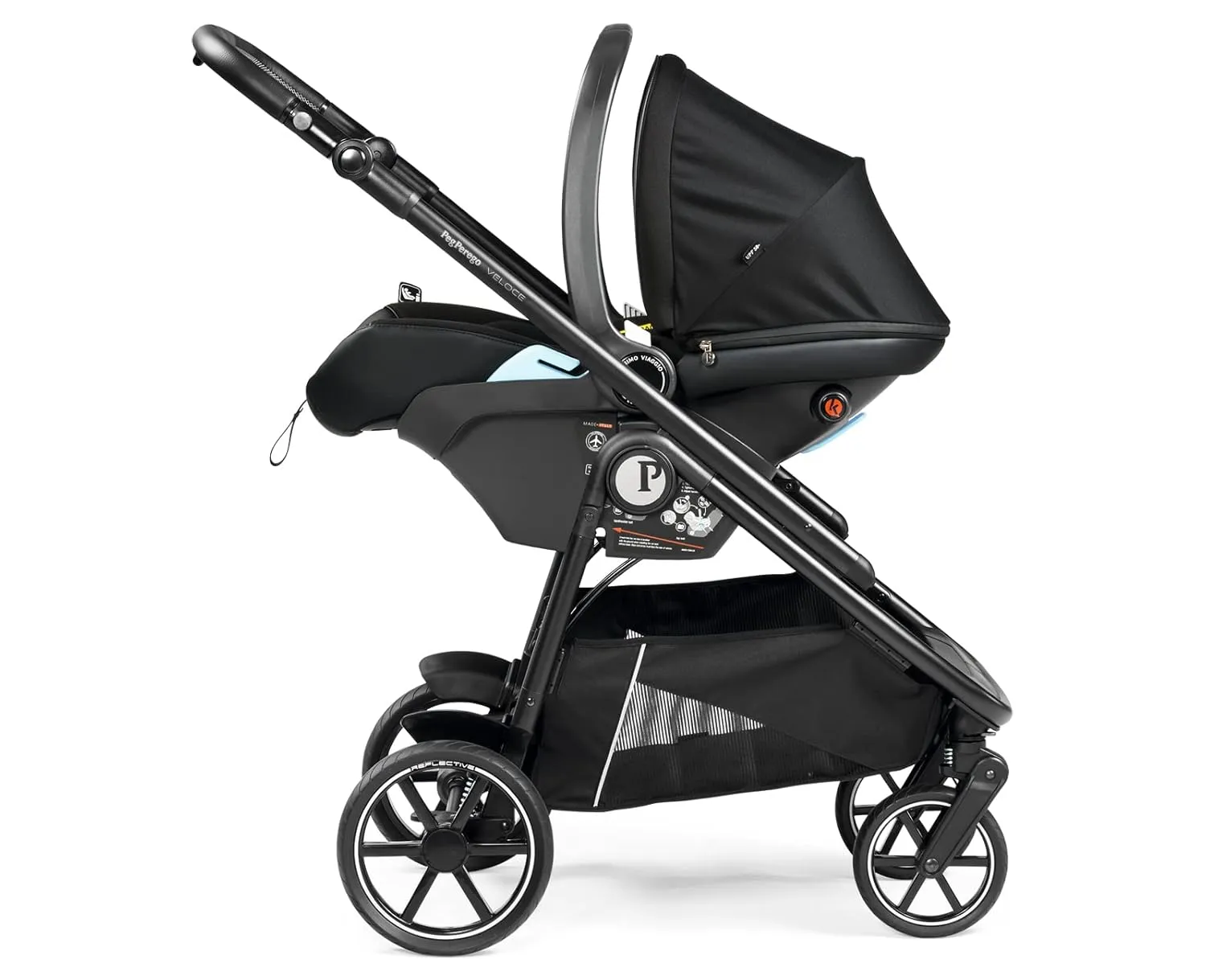 Peg Perego Veloce - Compact Full Featured Lightweight Stroller - Compatible with All Primo Viaggio 4-35 Infant Car Seats - Made in Italy - Mon Amour (Beige & Pink, & Rose Gold)