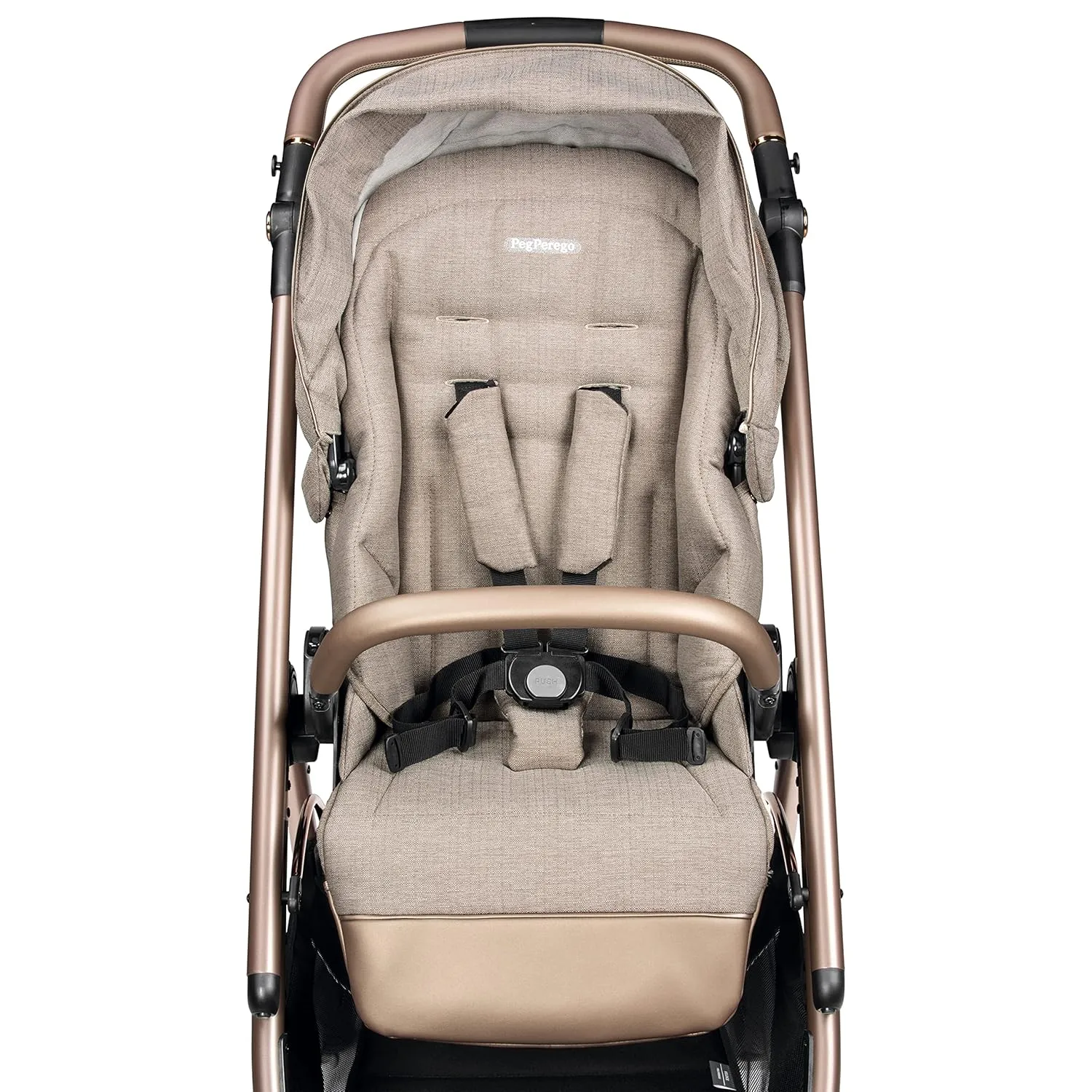Peg Perego Veloce - Compact Full Featured Lightweight Stroller - Compatible with All Primo Viaggio 4-35 Infant Car Seats - Made in Italy - Mon Amour (Beige & Pink, & Rose Gold)