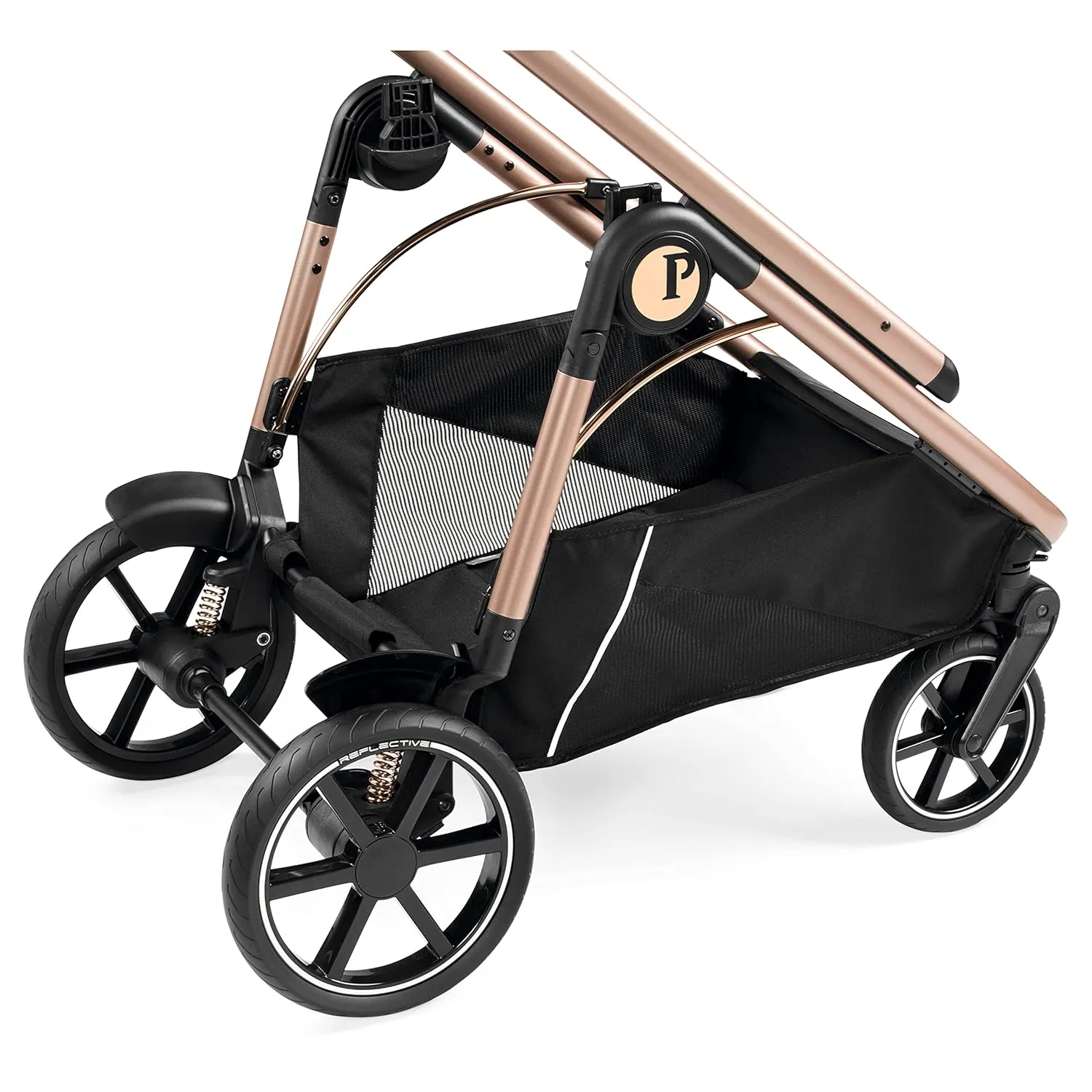 Peg Perego Veloce - Compact Full Featured Lightweight Stroller - Compatible with All Primo Viaggio 4-35 Infant Car Seats - Made in Italy - Mon Amour (Beige & Pink, & Rose Gold)