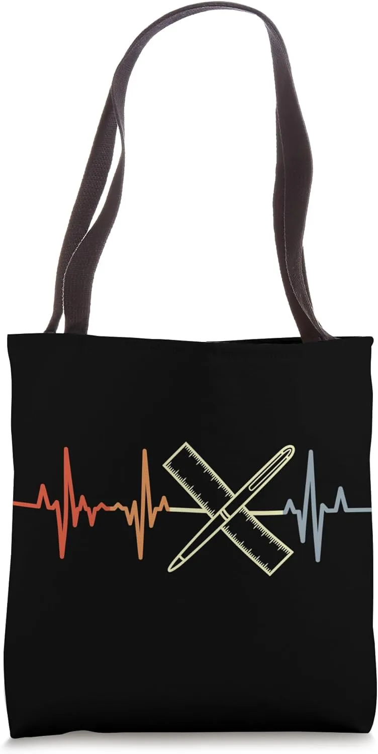Pen and Ruler Heartline Architectural Designer Architecture Tote Bag