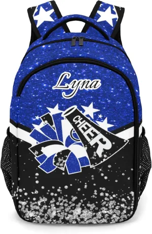 Personalized Cheer Backpack Customized Cheerleader Shoulder Bag Backpack for Girls Women College School Bookbag for Travel Birthday Holiday (Dark Blue)