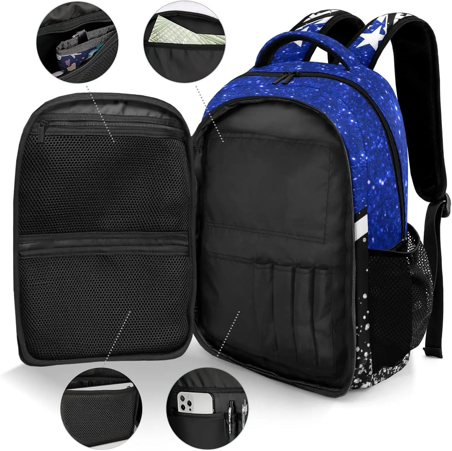 Personalized Cheer Backpack Customized Cheerleader Shoulder Bag Backpack for Girls Women College School Bookbag for Travel Birthday Holiday (Dark Blue)