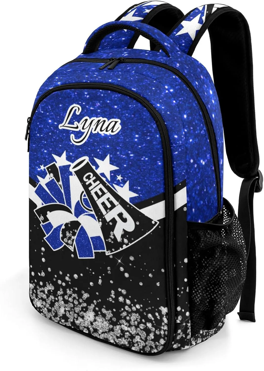 Personalized Cheer Backpack Customized Cheerleader Shoulder Bag Backpack for Girls Women College School Bookbag for Travel Birthday Holiday (Dark Blue)