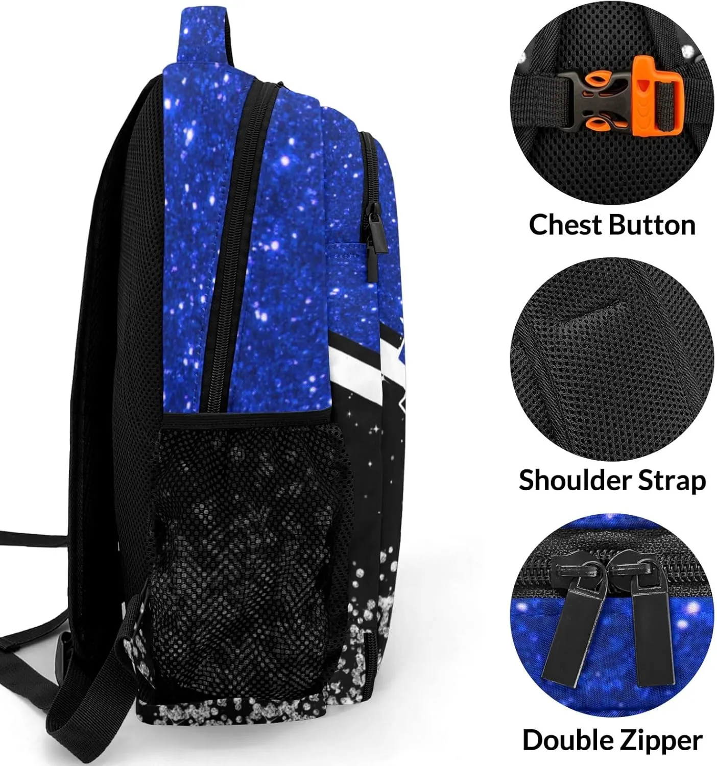 Personalized Cheer Backpack Customized Cheerleader Shoulder Bag Backpack for Girls Women College School Bookbag for Travel Birthday Holiday (Dark Blue)