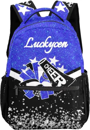 Personalized Cheer Backpack for Girls Customized Name Cheerleading Backpacks for School Girls Cheer Casual Daypack Camping Bag (Navy Blue)