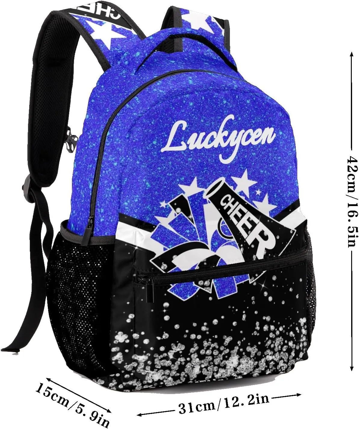 Personalized Cheer Backpack for Girls Customized Name Cheerleading Backpacks for School Girls Cheer Casual Daypack Camping Bag (Navy Blue)
