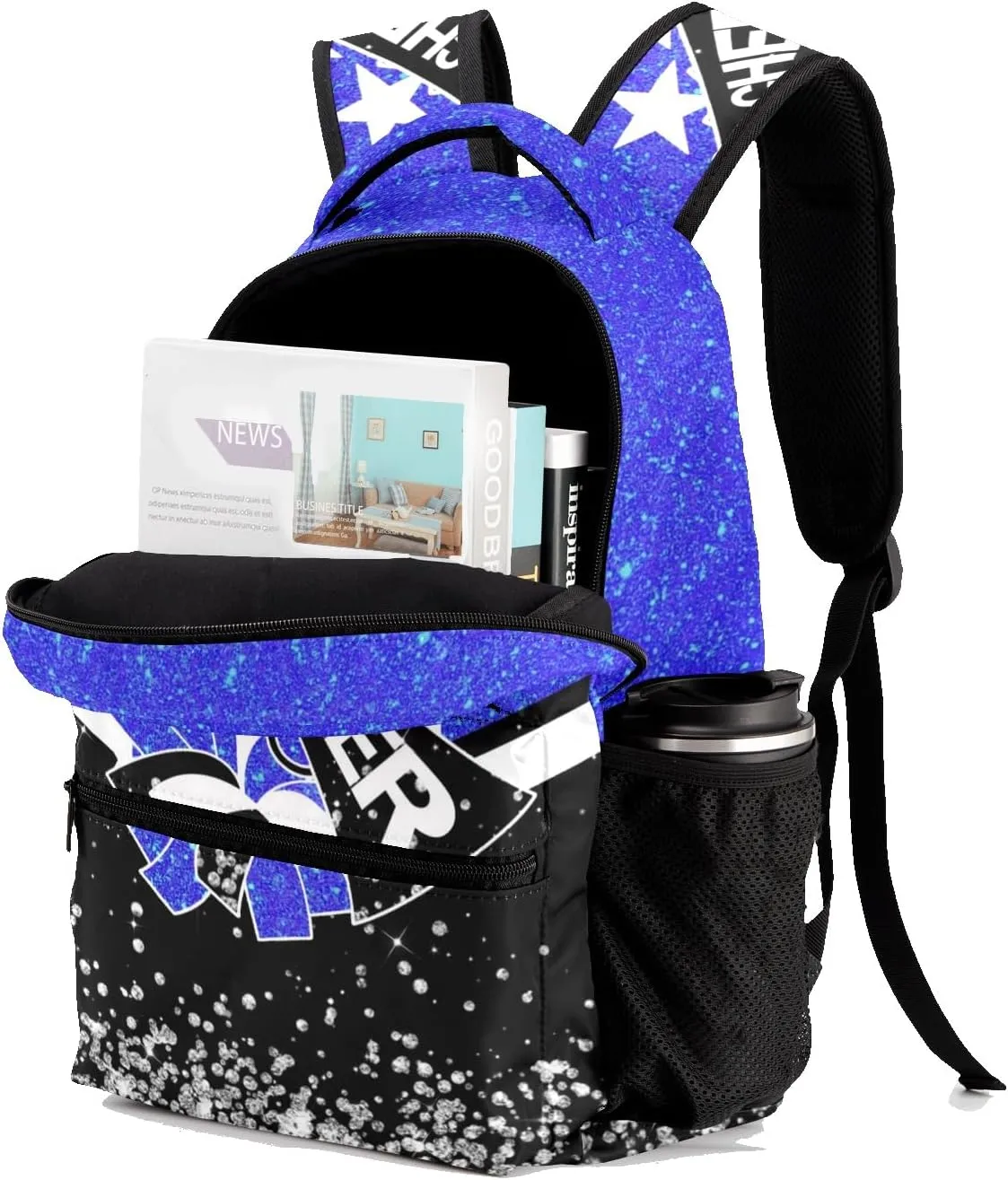 Personalized Cheer Backpack for Girls Customized Name Cheerleading Backpacks for School Girls Cheer Casual Daypack Camping Bag (Navy Blue)