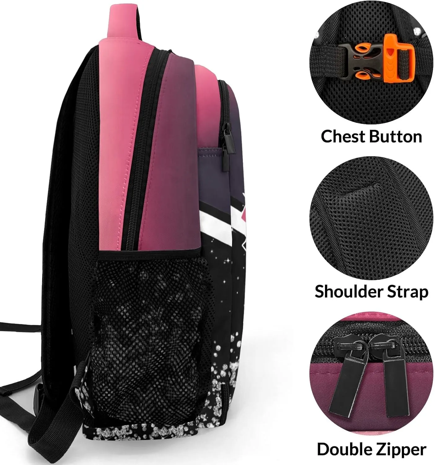 Personalized Cheer School Backpack Customized Cheerleader Shoulder Bag Backpack for Girls Women College School Bookbag for Travel Birthday Holiday (Dark Red)