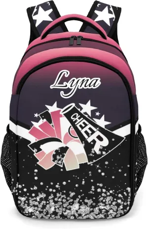 Personalized Cheer School Backpack Customized Cheerleader Shoulder Bag Backpack for Girls Women College School Bookbag for Travel Birthday Holiday (Dark Red)