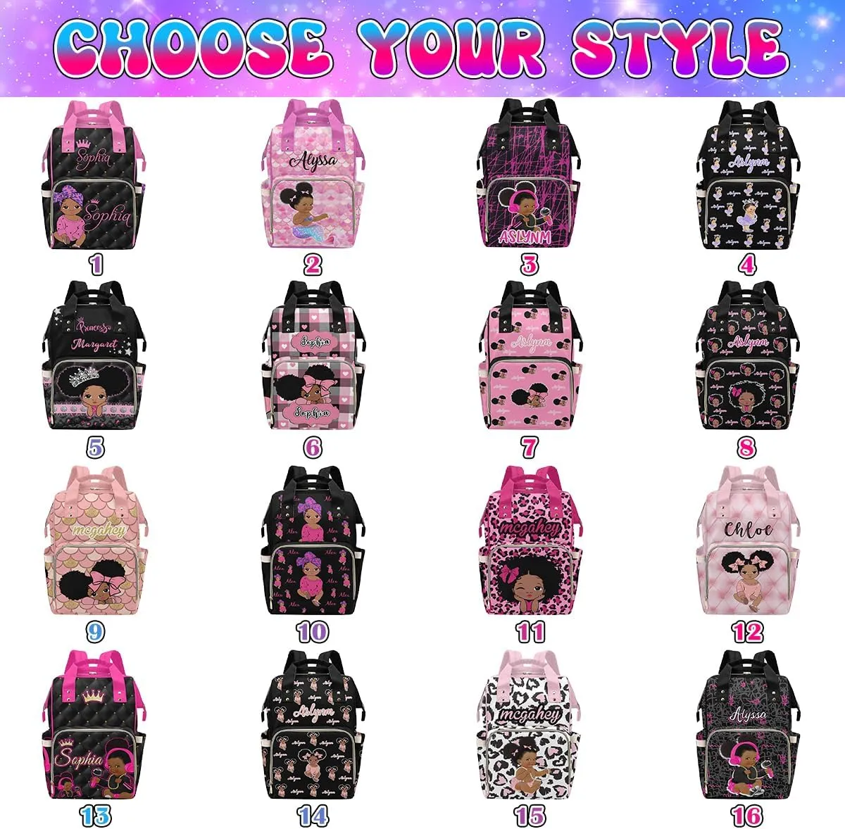Personalized Diaper Bags For Baby Shoulder Bag Shoulder Bag All-In-One Bags Personalized Mommy Bag Personalized Diaper Bag with Thermal Pockets