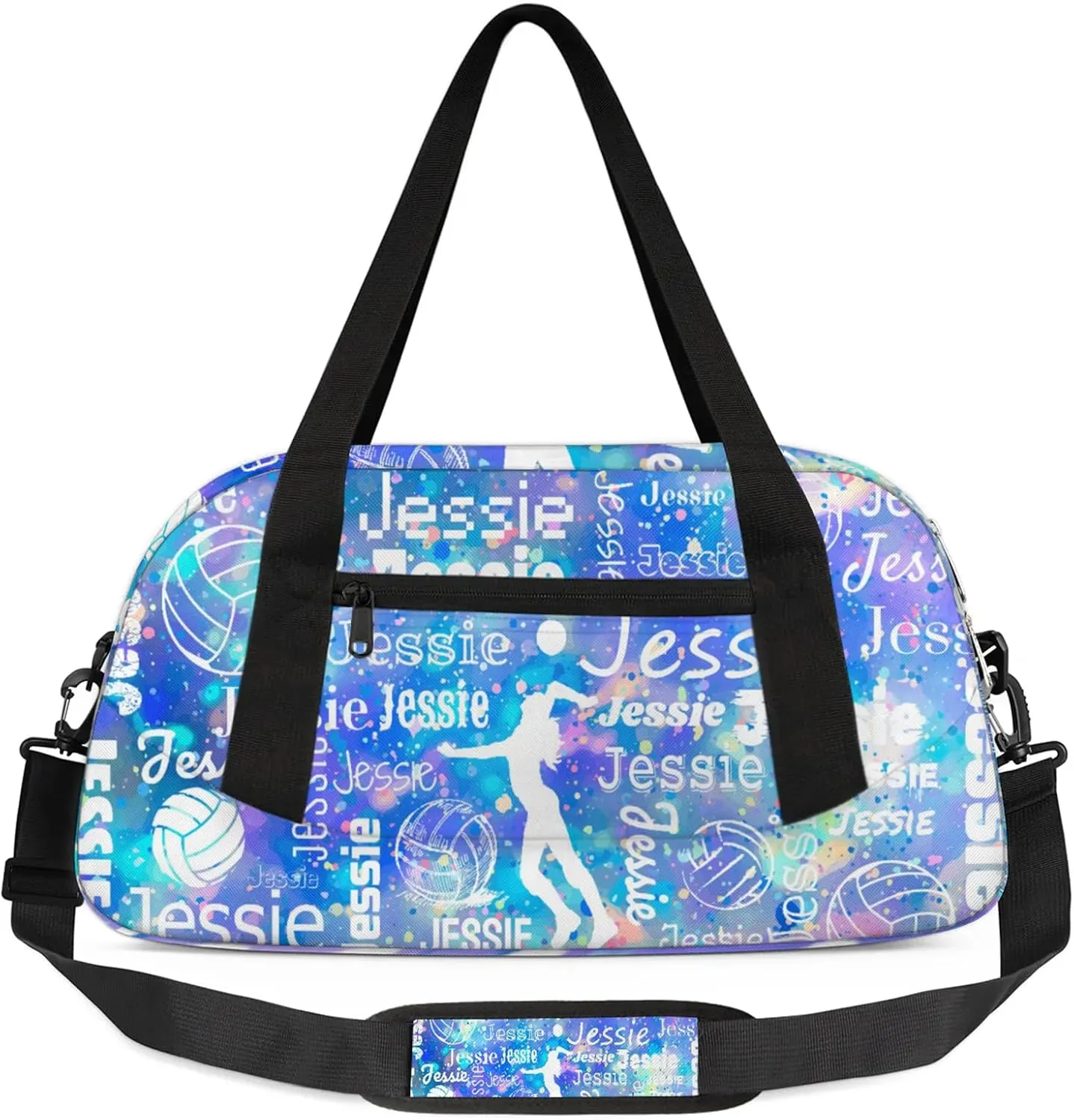 Personalized Volleyball Sport Duffel Bag Custom Sports Bag Travel Overnight Shoulder Bags Customized Gifts for Women Men, Blue