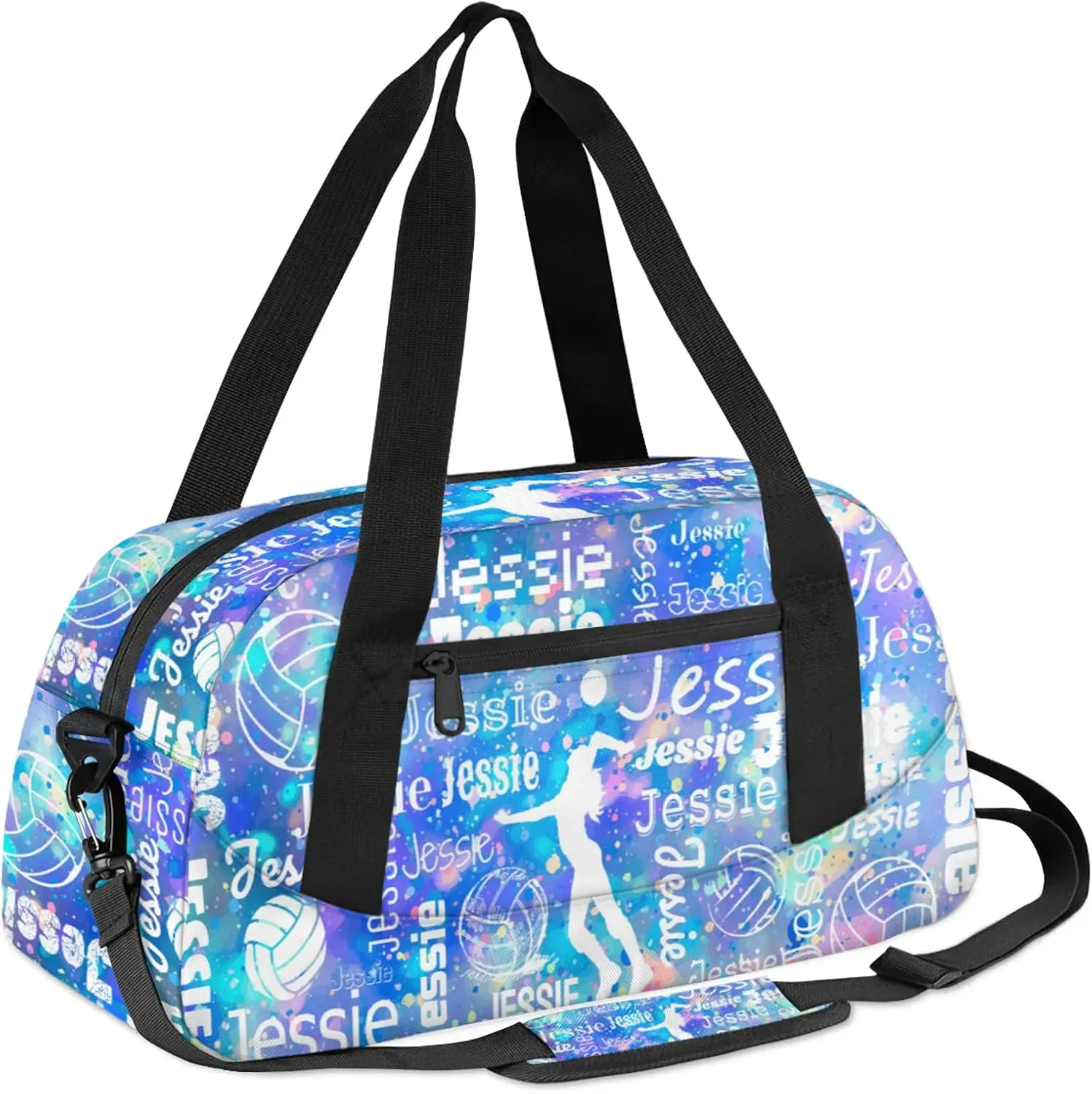 Personalized Volleyball Sport Duffel Bag Custom Sports Bag Travel Overnight Shoulder Bags Customized Gifts for Women Men, Blue