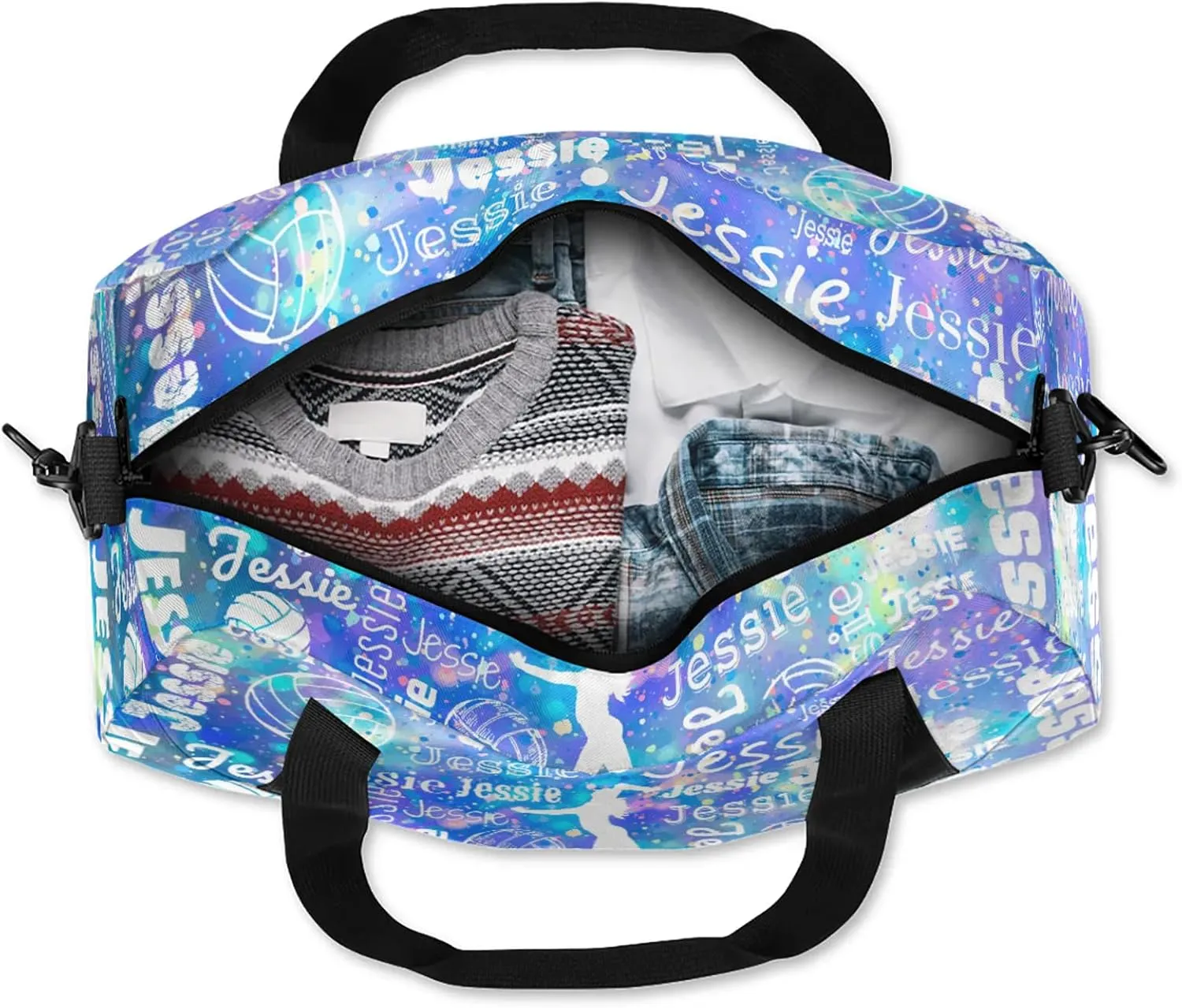 Personalized Volleyball Sport Duffel Bag Custom Sports Bag Travel Overnight Shoulder Bags Customized Gifts for Women Men, Blue