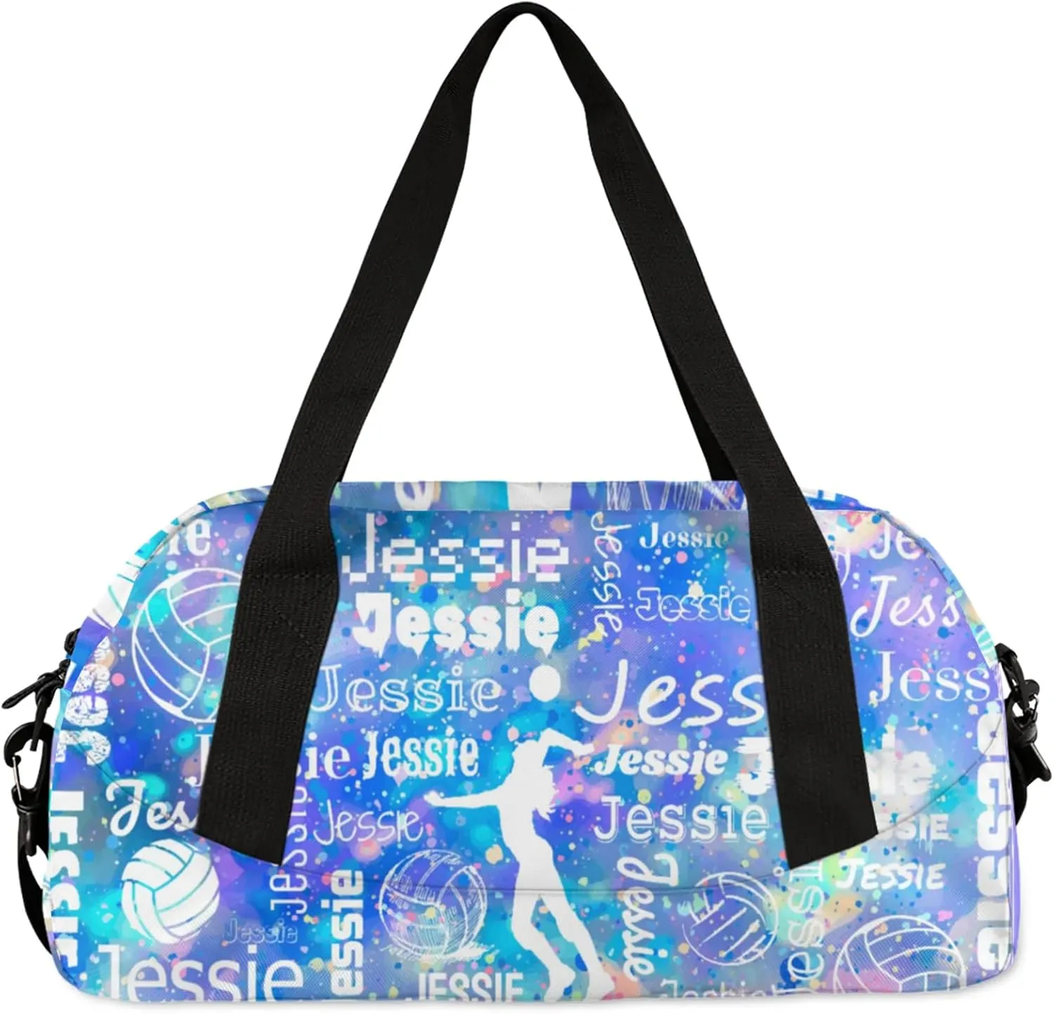 Personalized Volleyball Sport Duffel Bag Custom Sports Bag Travel Overnight Shoulder Bags Customized Gifts for Women Men, Blue
