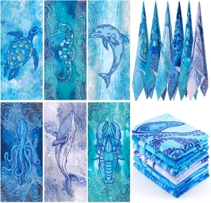 Peryiter 6 Pcs Oversized Microfiber Beach Towels 59 x 28 Inch Large Quick Dry Pool Towels Absorbent Camping Travel Blanket Set for Women Men Bath Beach(Light Blue Series,Marine Style)