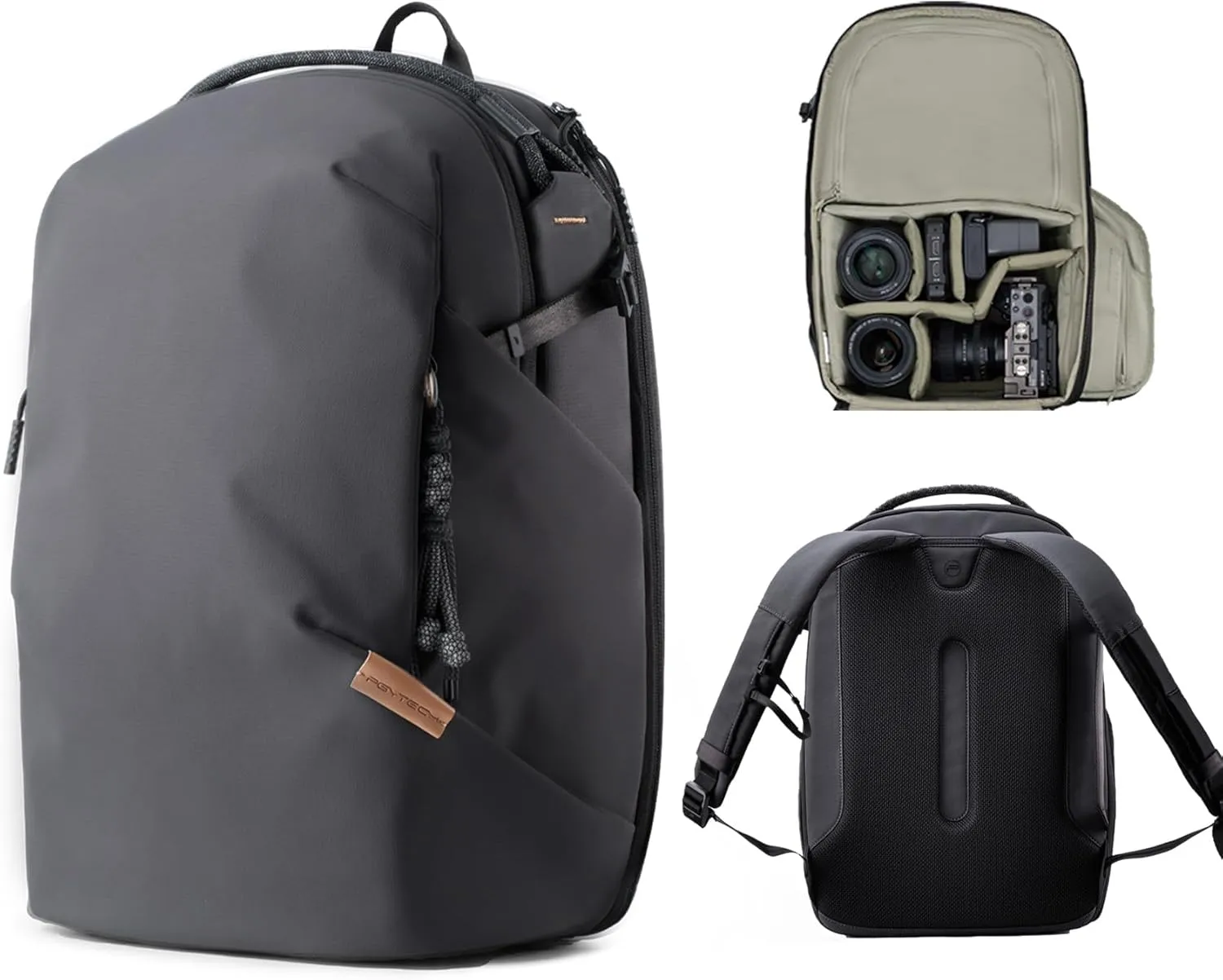 PGYTECH OneGo Lite Camera Backpack Water-Resistant DSLR/Mirrorless Bag for Sony/Canon/Fujifilm, Drone Backpack, Tripod Mount Travel & Weekend Photography Pack for 14" Laptop (Matte Black, 16L)