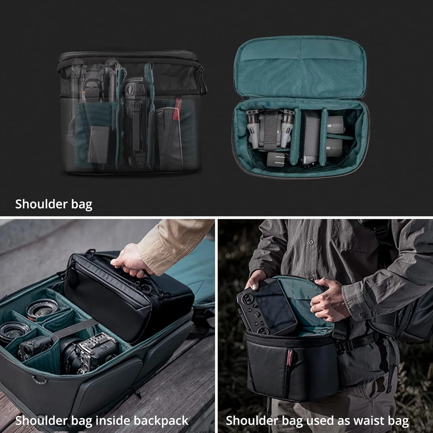 PGYTECH OneMo 2 25L-33L Camera Backpack with Shoulder Bag for Photographers, Waterproof Large Camera Bag for Canon/Nikon/Sony/dji Drone/Laptop/Tripod, Black