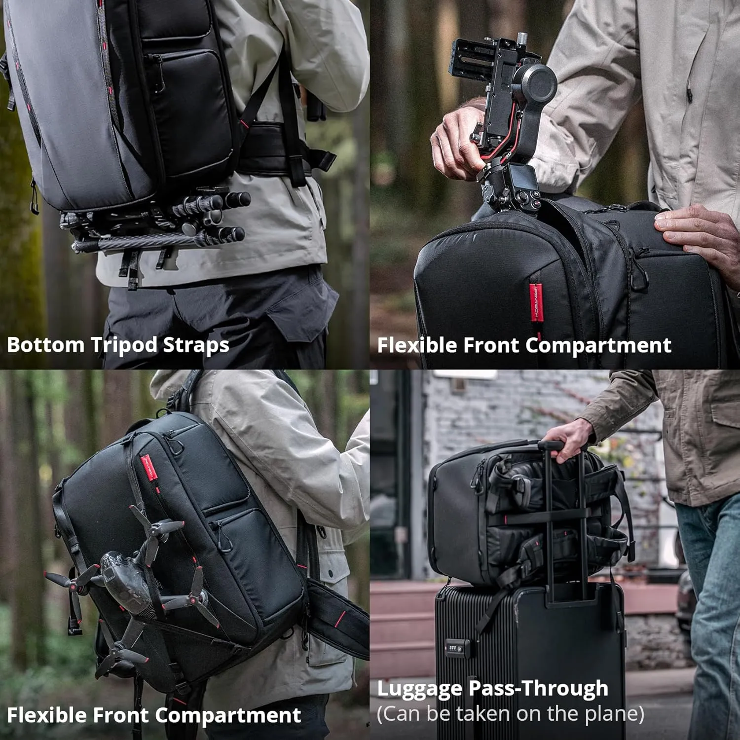 PGYTECH OneMo 2 25L-33L Camera Backpack with Shoulder Bag for Photographers, Waterproof Large Camera Bag for Canon/Nikon/Sony/dji Drone/Laptop/Tripod, Black