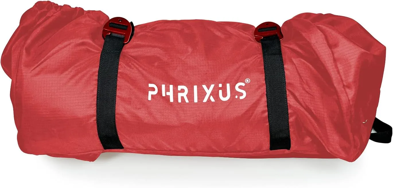 PHRIXUS Rock Climbing Rope Bag, Waterproof Folding Rope Storage Bag with Ground Sheet, Buckles and Carry Straps, Large Capacity Backpack Rock Climbing Gear for Rock Climbing Rope, Red