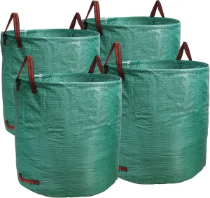 PHYEX Professional 4-Pack 132 Gallon Gardening Bags for Lawn Yard, Extra Large Reusable Leaf, Waste and Trash Container