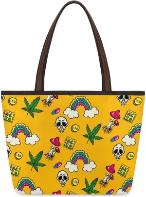 Poisonous Mushroom Skull Tote Bag for Women Womens Handbags Tote Bags for Travel Beach Gym