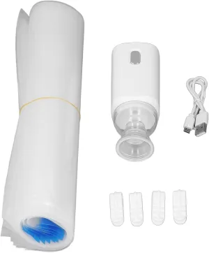 Portable Reusable Vacuum Sealer Automatic One-Button Compact Design Includes 10 Sealing Bags and 4 Clips for Food, Clothing, Travel