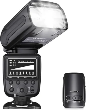Powerextra Flash Speedlite, 2.4G Wireless Flash Trigger Transmitter Kit for CA Nikon Panasonic Olympus Pentax and Sony DSLR Camera, Digital Cameras with Standard Hot Shoe