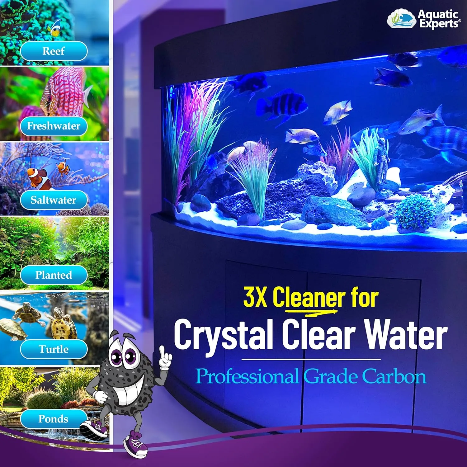 Premium Activated Carbon, Aquarium Carbon for Fish Tank Filter, Aquarium Filter Media, Granulated Charcoal for Fish Tanks, Activated Charcoal Bulk (1 lbs with Fine Mesh Bag)