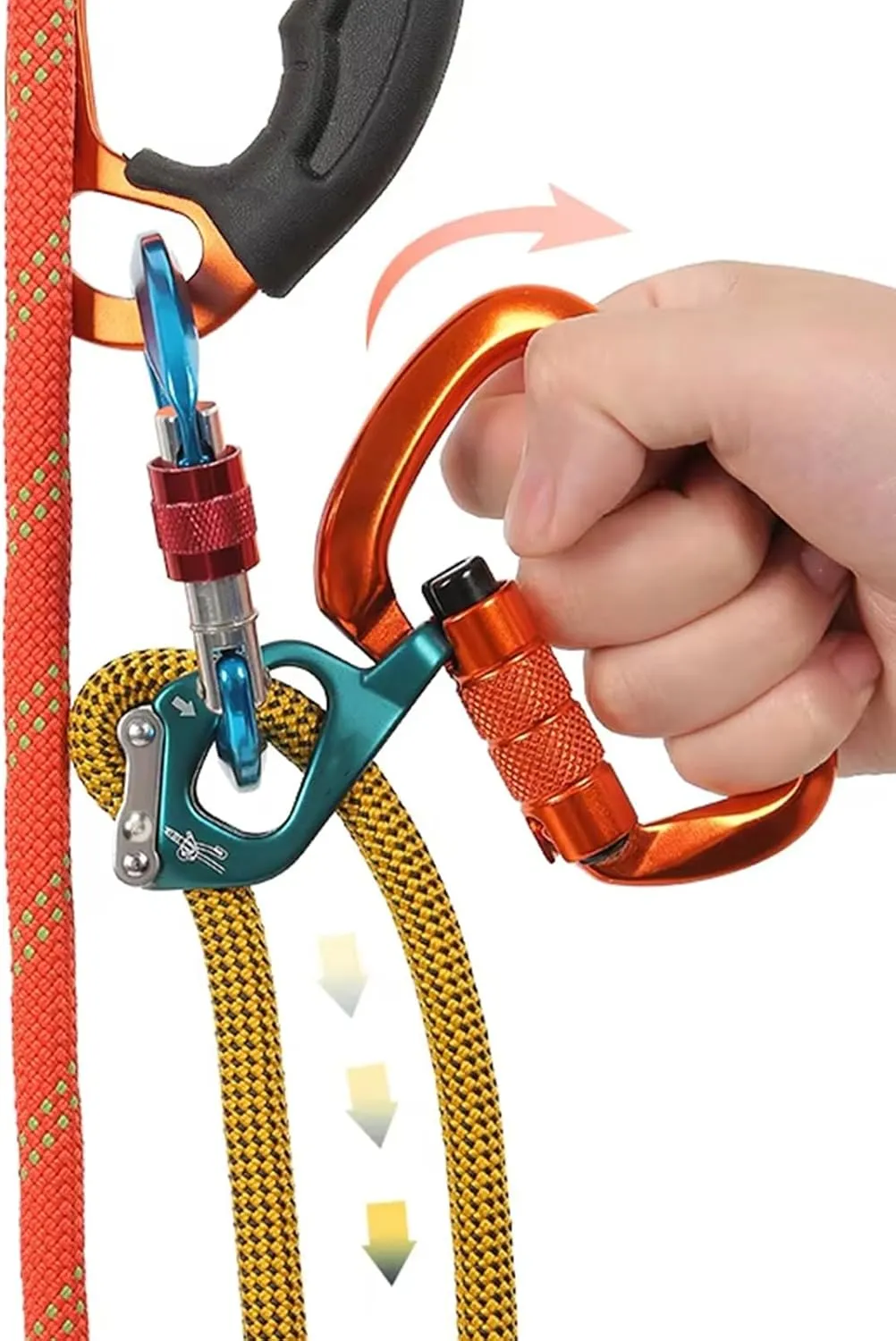 Professional Adjust Cowstail Positioning Lanyard Adjuster for Ascending Rock Climbing Mountaineering Tool