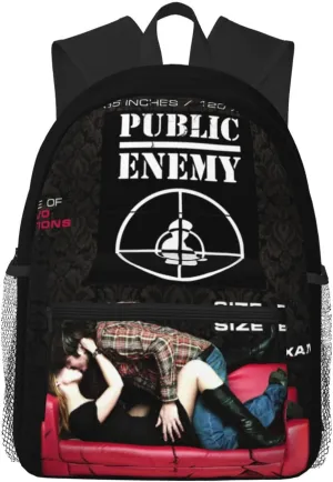 Public Musics Enemy Lightweight Travel Backpack Zipper Student Rucksack Multi-Pocket Laptop Backpack, Black
