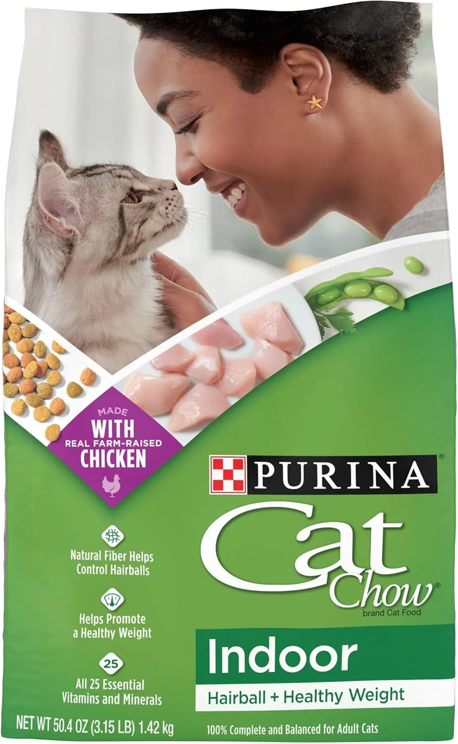Purina Cat Chow Indoor Dry Cat Food, Hairball   Healthy Weight - (Pack of 4) 3.15 lb. Bags