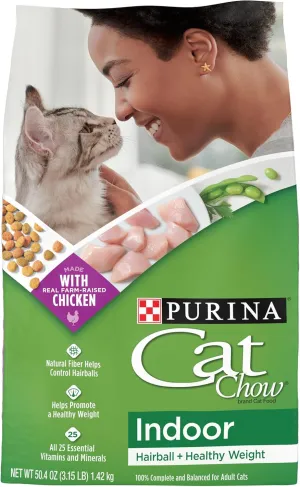 Purina Cat Chow Indoor Dry Cat Food, Hairball   Healthy Weight - (Pack of 4) 3.15 lb. Bags
