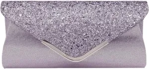 Queena Womens Shiny Glitter Evening Clutch Envelope Handbag Chain Purse for Wedding Party Prom Gift for Mom Wife Girlfriend