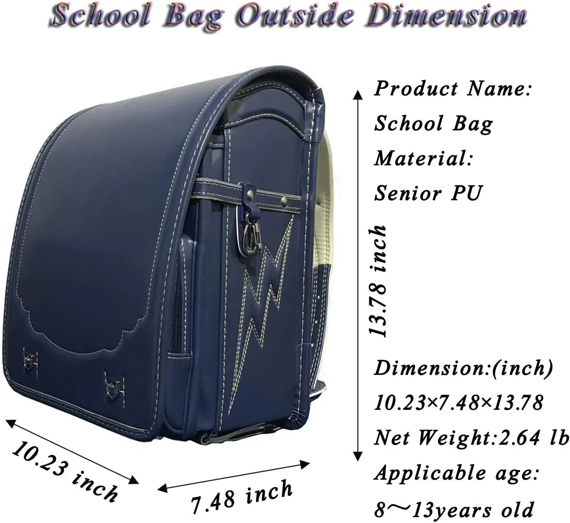 randoseru dark blue school bag japanese fully-automatic backpack boys Senior PU leather light weight