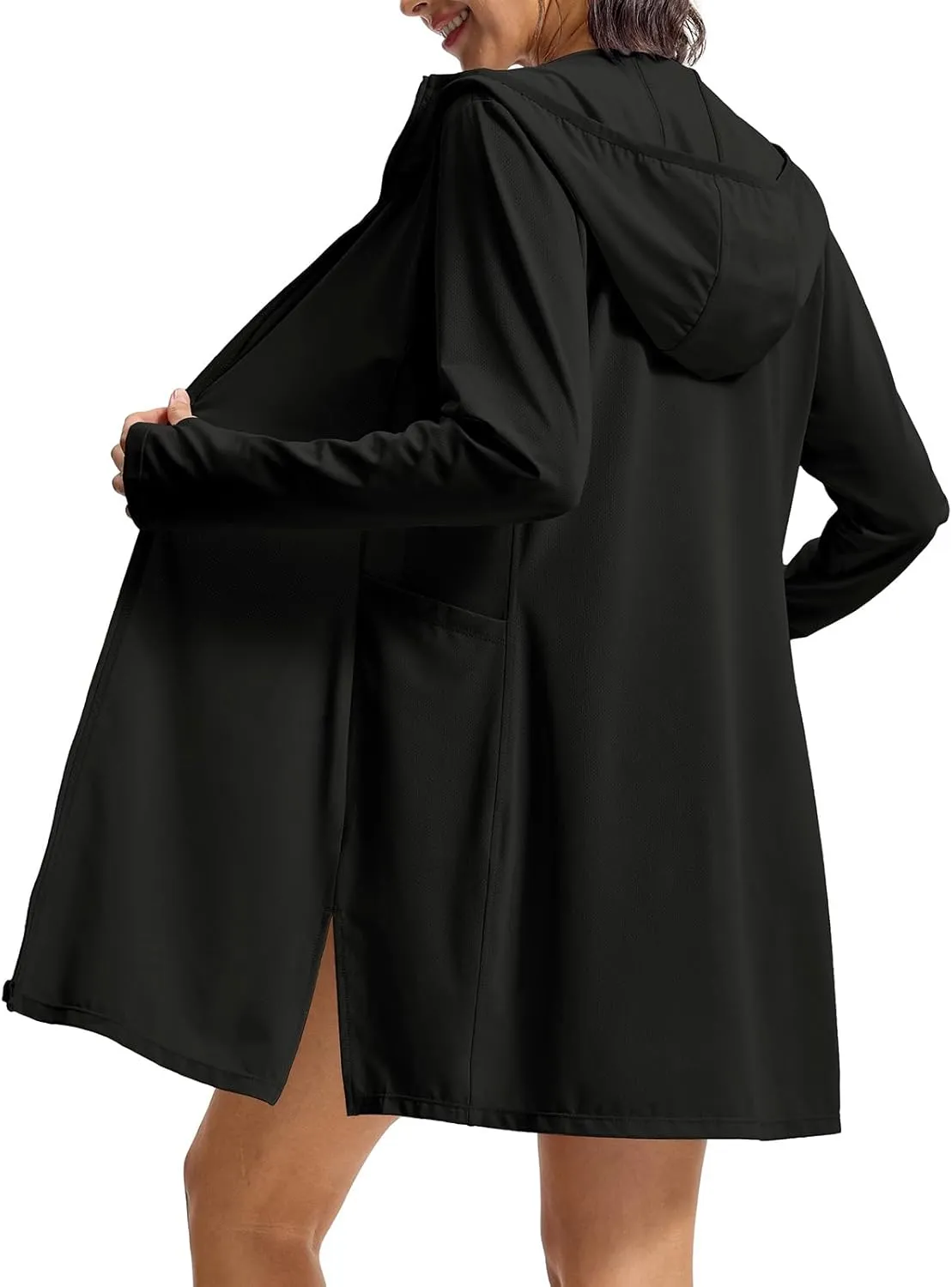 Rdruko Women's Swimsuit Cover Ups, UPF50  Long Sleeve Beach Vacation Bathing Suit SPF Zip Hooded Shirts Lightweight Quick Dry