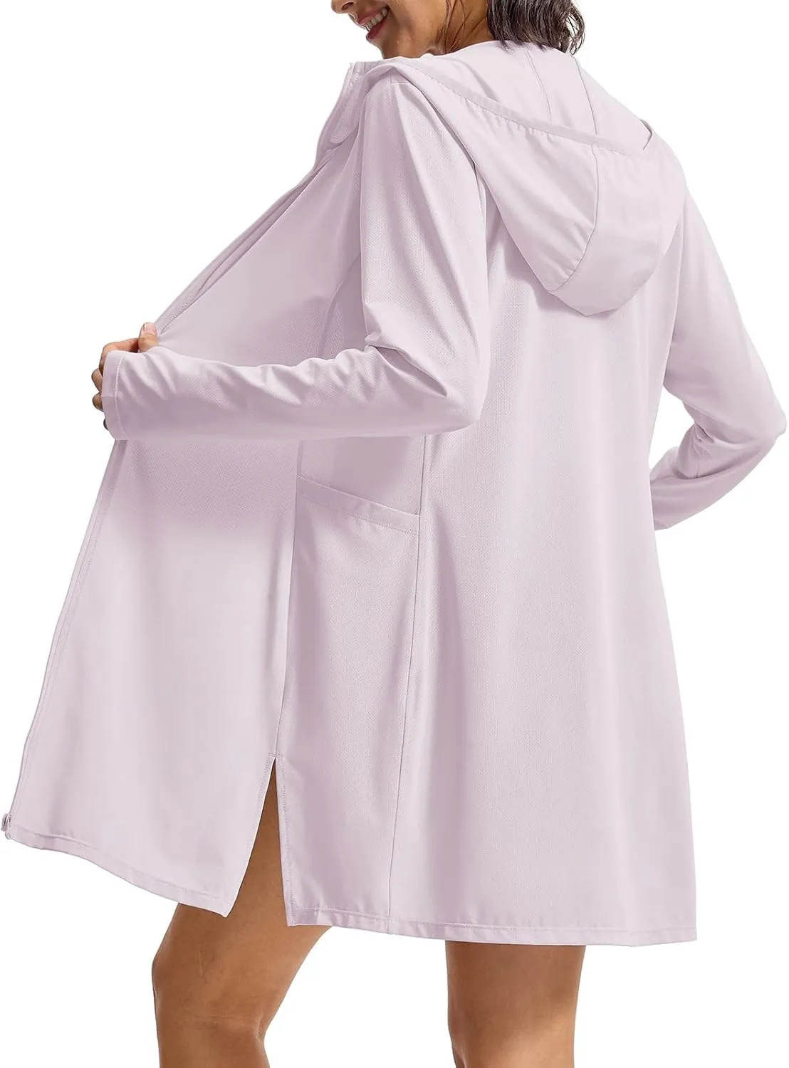 Rdruko Women's Swimsuit Cover Ups, UPF50  Long Sleeve Beach Vacation Bathing Suit SPF Zip Hooded Shirts Lightweight Quick Dry