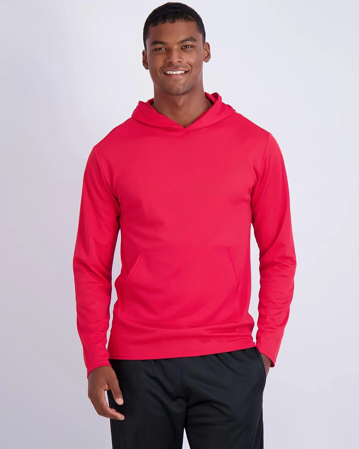 Real Essentials 3 Pack: Men's Mesh Long Sleeve Athletic Pullover Hoodie Sweatshirt Pockets UPF 50  (Available in Big & Tall)